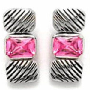 Cable earring antiqued white gold Crystal NWT